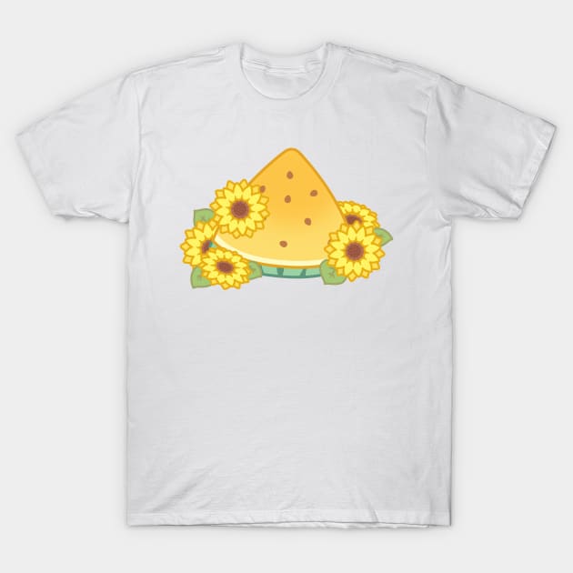 Sweet Yellow Watermelon Fruit Slice with Sunflowers T-Shirt by cSprinkleArt